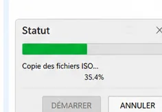 Illustration de la progression de création de la clé USB